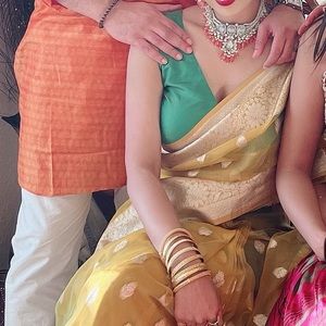 Elegant Green and Gold Kanjivaram-Style Saree with Gold Zari